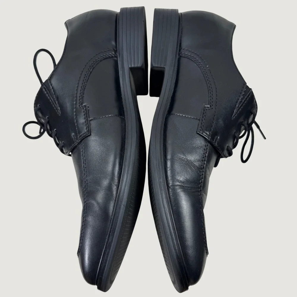 Kenneth Cole Dress Shoes Dice Lace Up B Mens 10.5 Black Leather Apron Toe Oxford